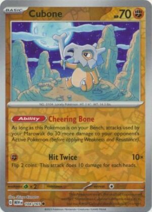 Pokemon TCG - Scarlet & Violet 151 - 104/165 Common Reverse Holo - Cubone
