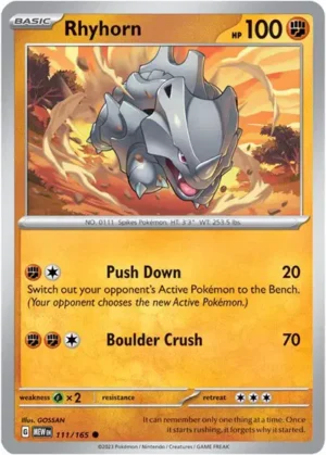 Pokemon TCG - Scarlet & Violet 151 - 111/165 Common - Rhyhorn