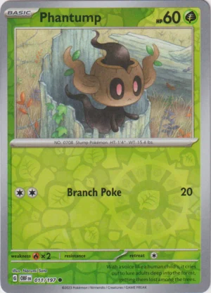 Pokemon TCG - Scarlet & Violet: Obsidian Flames - 011/197 Common Reverse Holo - Phantump