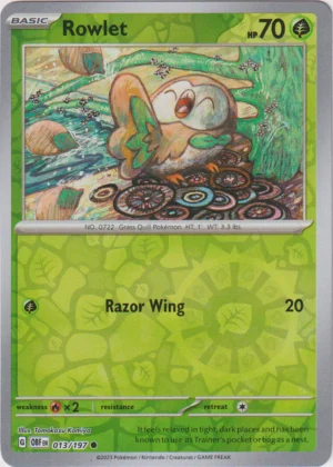 Pokemon TCG - Scarlet & Violet: Obsidian Flames - 013/197 Common Reverse Holo - Rowlet