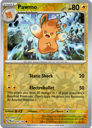 Pokemon TCG - Scarlet & Violet: Paldea Evolved - 075/193 Uncommon Reverse Holo - Pawmo