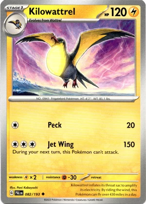 Pokemon TCG - Scarlet & Violet: Paldea Evolved - 082/193 Uncommon - Kilowattrel