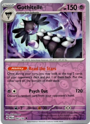 Pokemon TCG - Scarlet & Violet: Paldea Evolved - 092/193 Uncommon Reverse Holo - Gothitelle