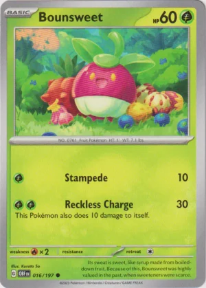 Pokemon TCG - Scarlet & Violet: Obsidian Flames - 016/197 Common  - Bounsweet
