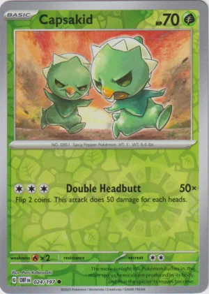Pokemon TCG - Scarlet & Violet: Obsidian Flames - 024/197 Common Reverse Holo - Capsakid