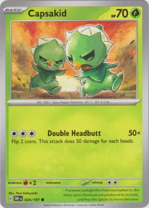 Pokemon TCG - Scarlet & Violet: Obsidian Flames - 024/197 Common - Capsakid