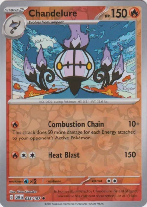 Pokemon TCG - Scarlet & Violet: Obsidian Flames - 038/197 Uncommon Reverse Holo - Chandelure
