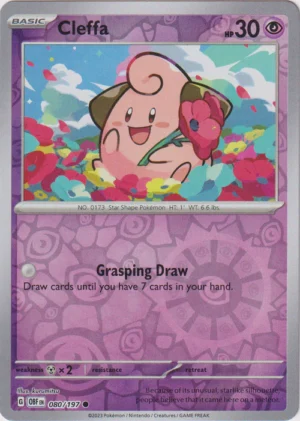 Pokemon TCG - Scarlet & Violet: Obsidian Flames - 080/197 Common Reverse Holo - Cleffa