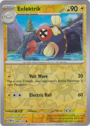 Pokemon TCG - Scarlet & Violet: Obsidian Flames - 068/197 Common Reverse Holo - Eeletrik