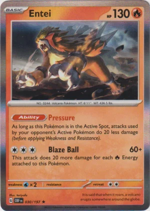 Pokemon TCG - Scarlet & Violet: Obsidian Flames - 030/197 Rare Holo - Entei