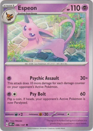 Pokemon TCG - Scarlet & Violet: Obsidian Flames - 086/197 Uncommon - Espeon