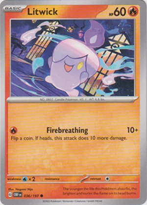 Pokemon TCG - Scarlet & Violet: Obsidian Flames - 036/197 Common - Litwick