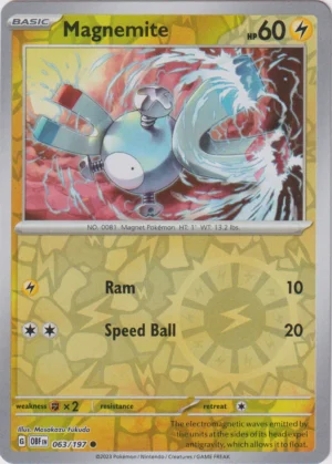 Pokemon TCG - Scarlet & Violet: Obsidian Flames - 063/197 Common Reverse Holo - Magnemite