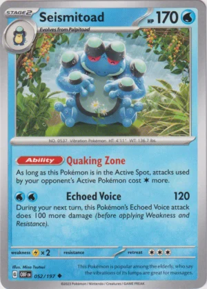 Pokemon TCG - Scarlet & Violet: Obsidian Flames - 052/197 Uncommon - Seismitoad