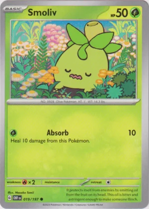 Pokemon TCG - Scarlet & Violet: Obsidian Flames - 019/197 Common - Smoliv