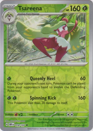 Pokemon TCG - Scarlet & Violet: Obsidian Flames - 018/197 Uncommon Reverse Holo - Tsareena