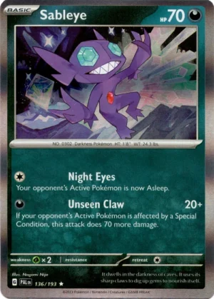 Pokemon TCG - Scarlet & Violet: Paldea Evolved - 136/193 Holo Rare - Sableye
