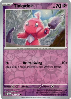 Pokemon TCG - Scarlet & Violet: Paldea Evolved - 102/193 Common Reverse Holo - Tinkatink